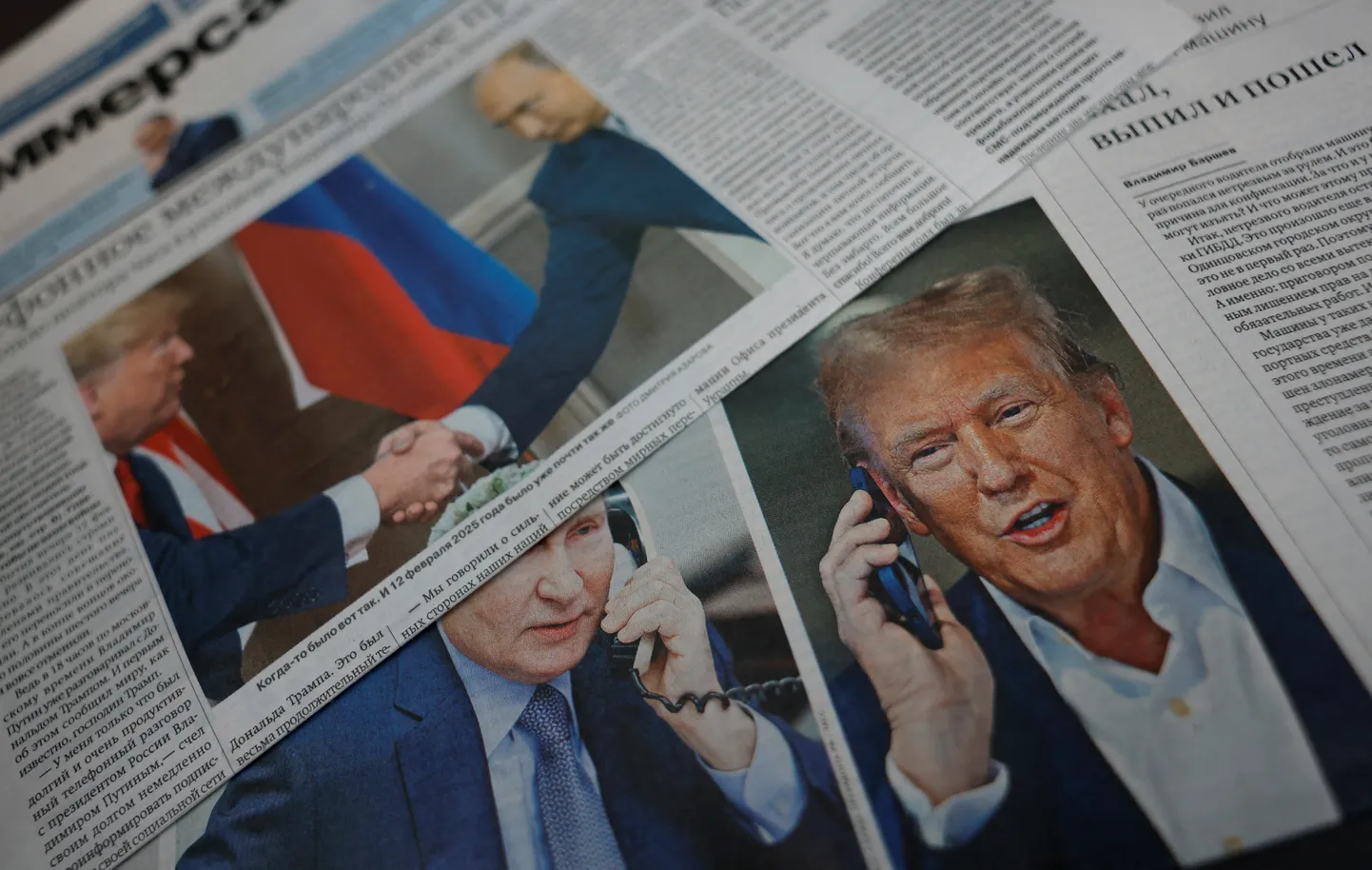 Освещение телефонного разговора Путина и Трампа в российских газетах.