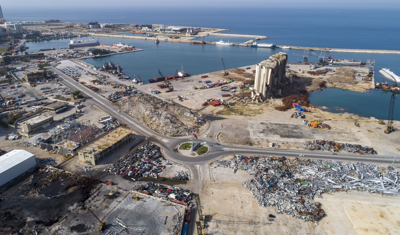 Liibanoni Beiruti sadama pool aastat pärast plahvatust. Foto on tehtud 4. veebruail 2021