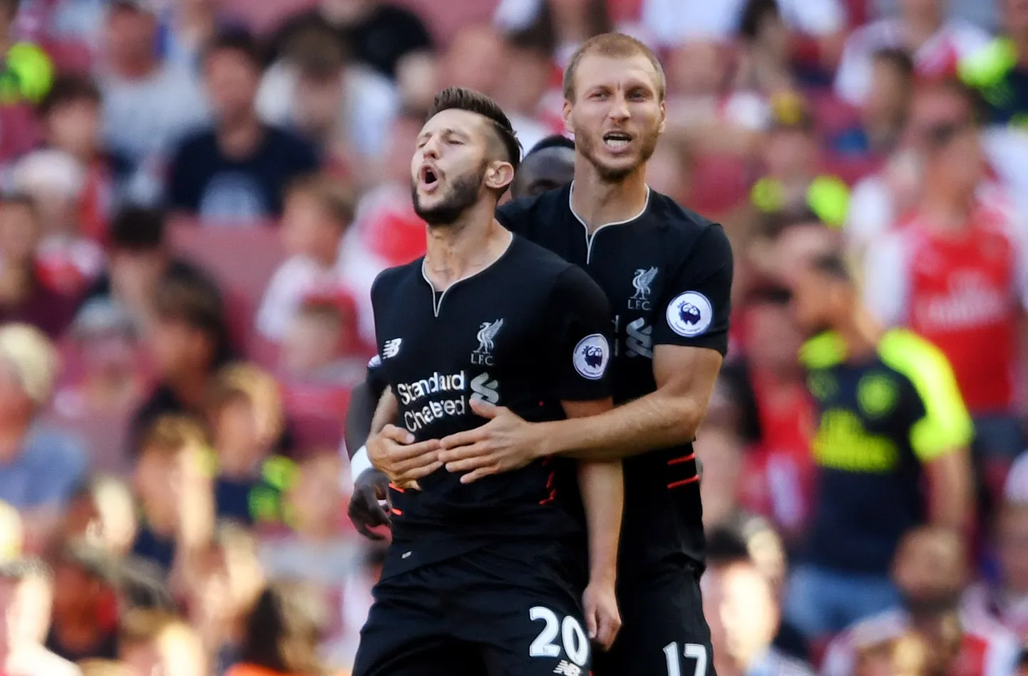 Adam Lallana ja Ragnar Klavan (14. august 2017).