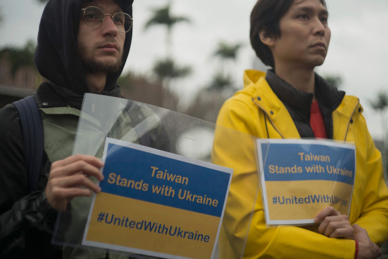 Ukraina toetuseks korraldatud meeleavaldus Taipeis, et meenutada ühe aasta möödumist Euroopa suurima sõja algusest pärast Teist maailmasõda. Pilt on tehtud  25. veebruaril 2023.