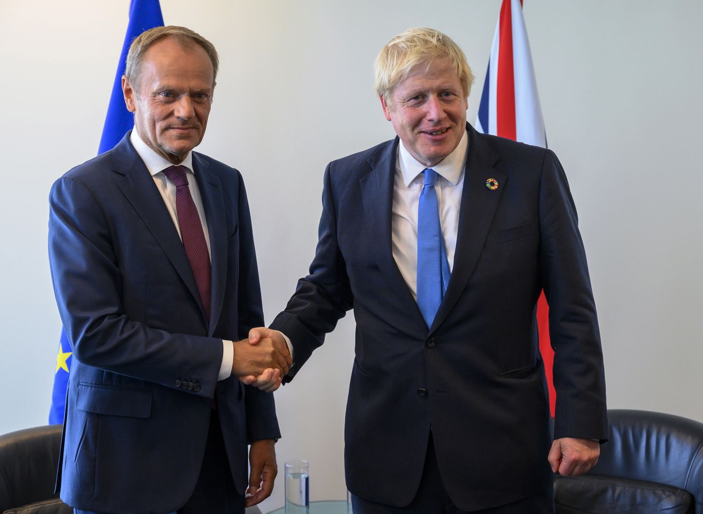 Euroopa Ülemkogu alaline eesistuja Donald Tusk ja Briti peaminister Boris Johnson ÜRO-s.