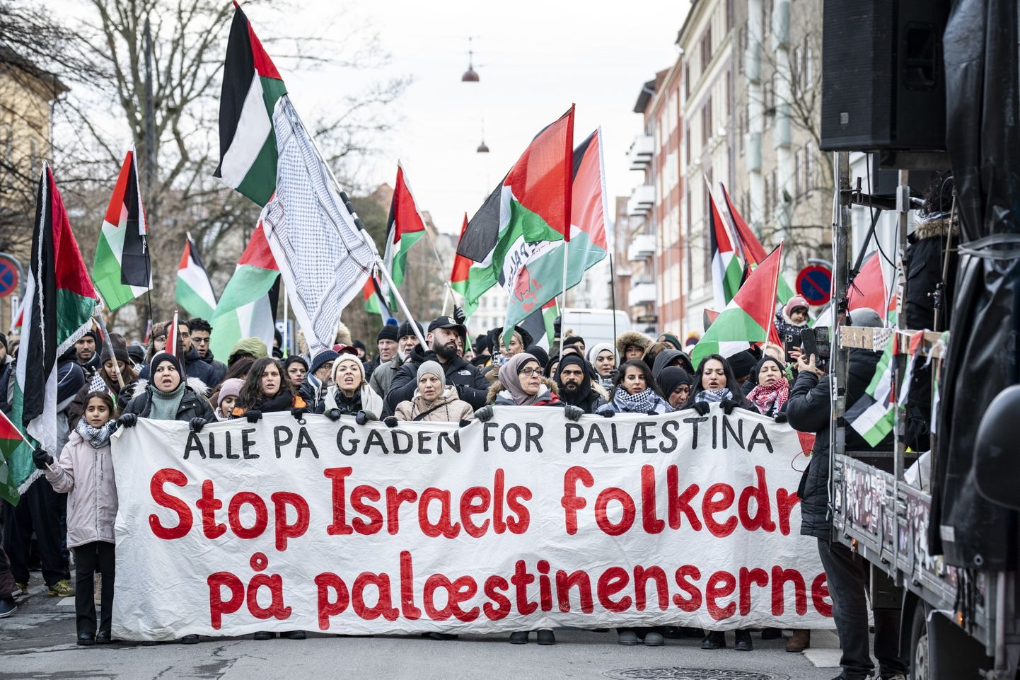 Meeleavaldus Kopenhaagenis Palestiina toetuseks 2. detsembril 2023.