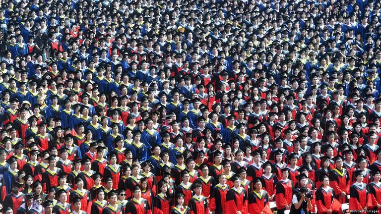 Выпускники Уханьского университета празднуют 20.06.2023 окончание учебы. Пока молодежи в КНР слишком много, скоро будет слишком мало