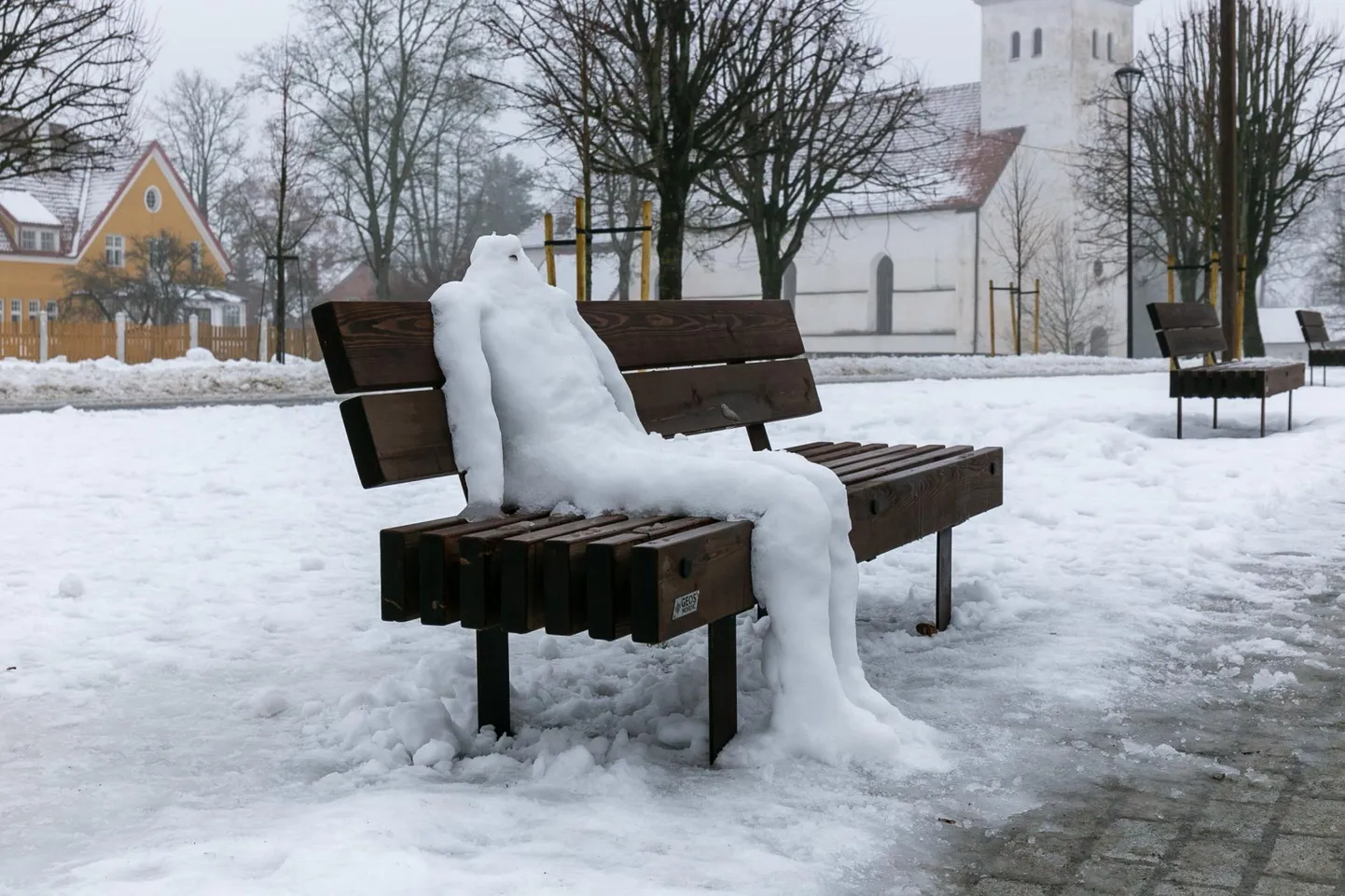 Teisipäeval sadanud lumi ning kolmapäeval püsinud soodne temperatuur ajendasid inimesi Viljandisse lumest taieseid looma.