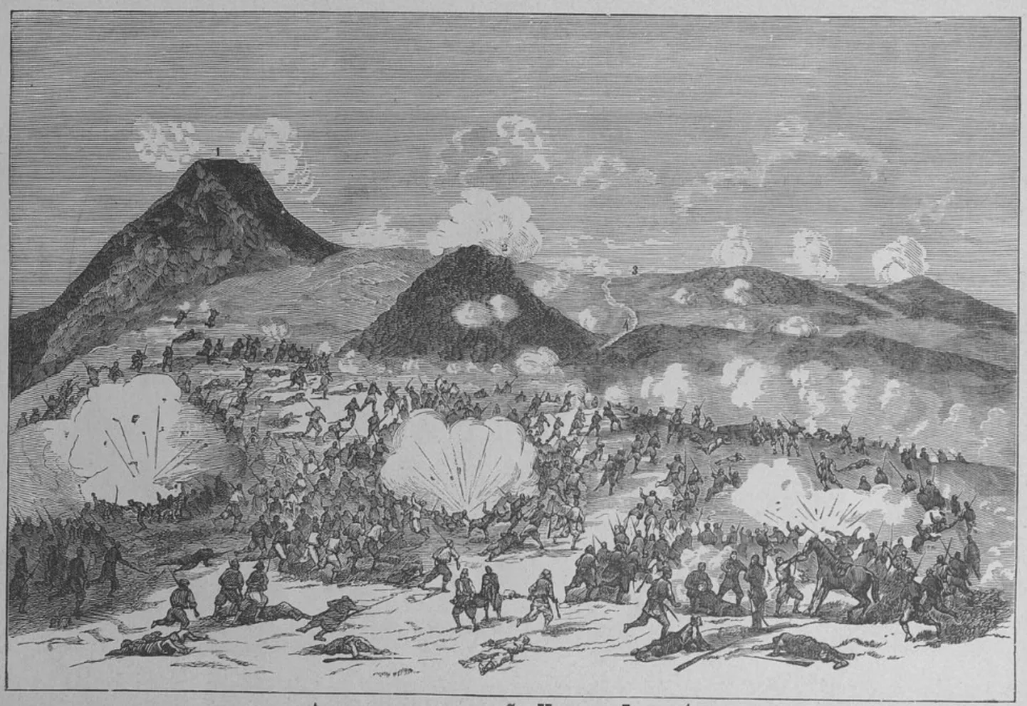 Tartusse toodud Hadži Osman-paša langes vangi Šipka lahingus 28. detsembril 1877. Nii on kujutatud seda lahingut Vene-Türgi sõja albumis, mis trükitud 1881 Peterburis.