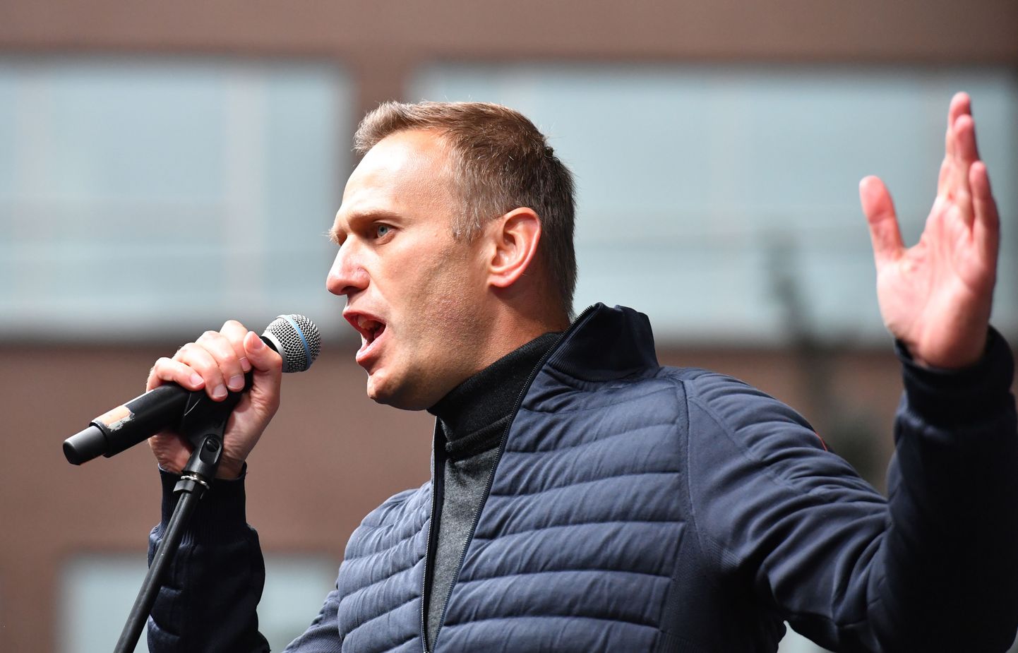 Vene opositsioonijuht Aleksei Navalnõi kõneles 29. septembril 2019 Moskvas toimunud meeleavaldusel, millega nõuti vahistatud opositsiooniliikmete vabastamist.