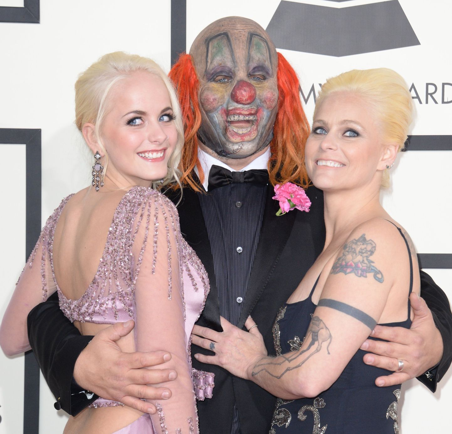 Shawn «Clown» Crahan koos tütre ja abikaasaga. 2013.