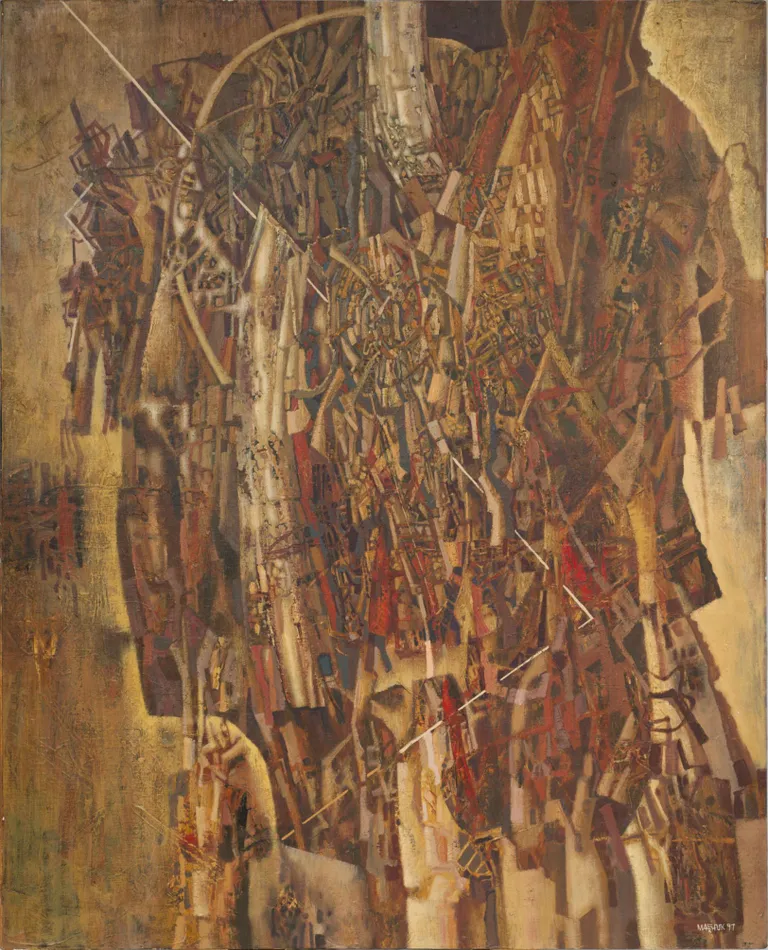 Ivans Marčuks (Іван Марчук). Pārtrauktais dialogs. 1997. Audekls, akrils. Privātkolekcija. Ilustrācija Ivana Marčuka personālizstādei “Pārtrauktais dialogs” Mākslas muzejā RĪGAS BIRŽA.
