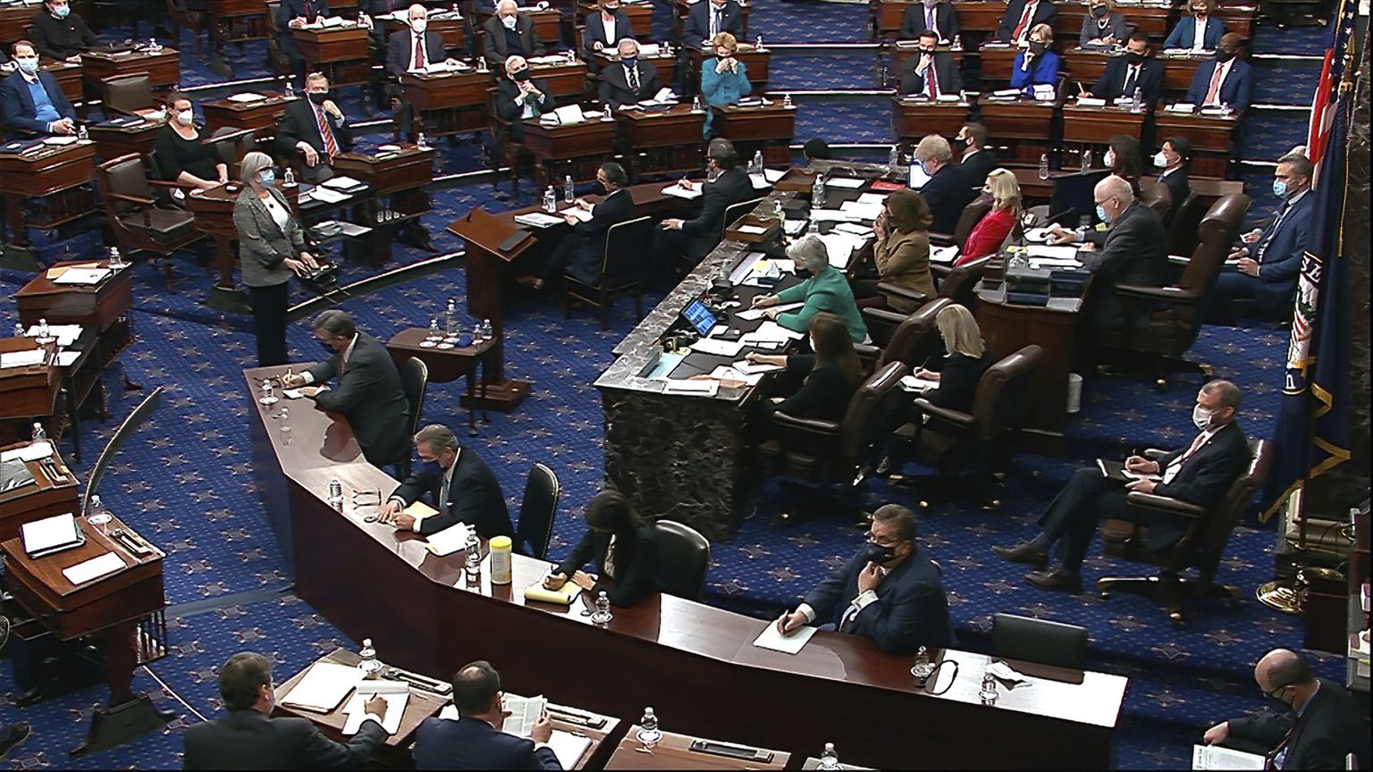 Сенат США на заседании по делу об импичменте Трампа