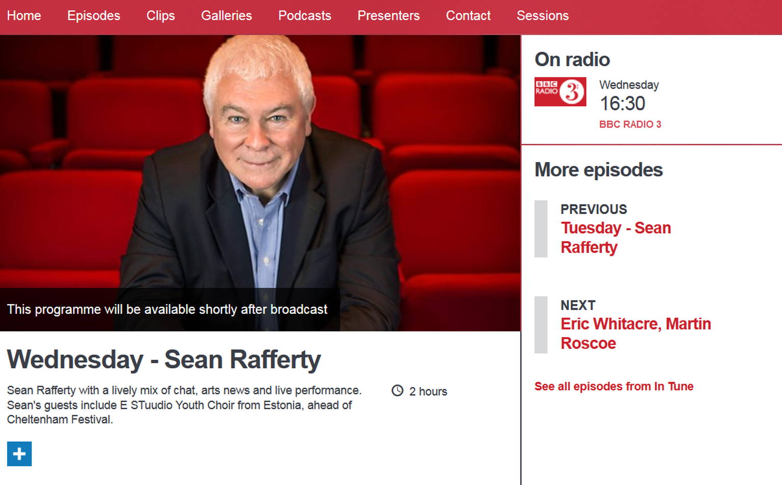 Saate tutvustus BBC Radio 3 veebisaidil.