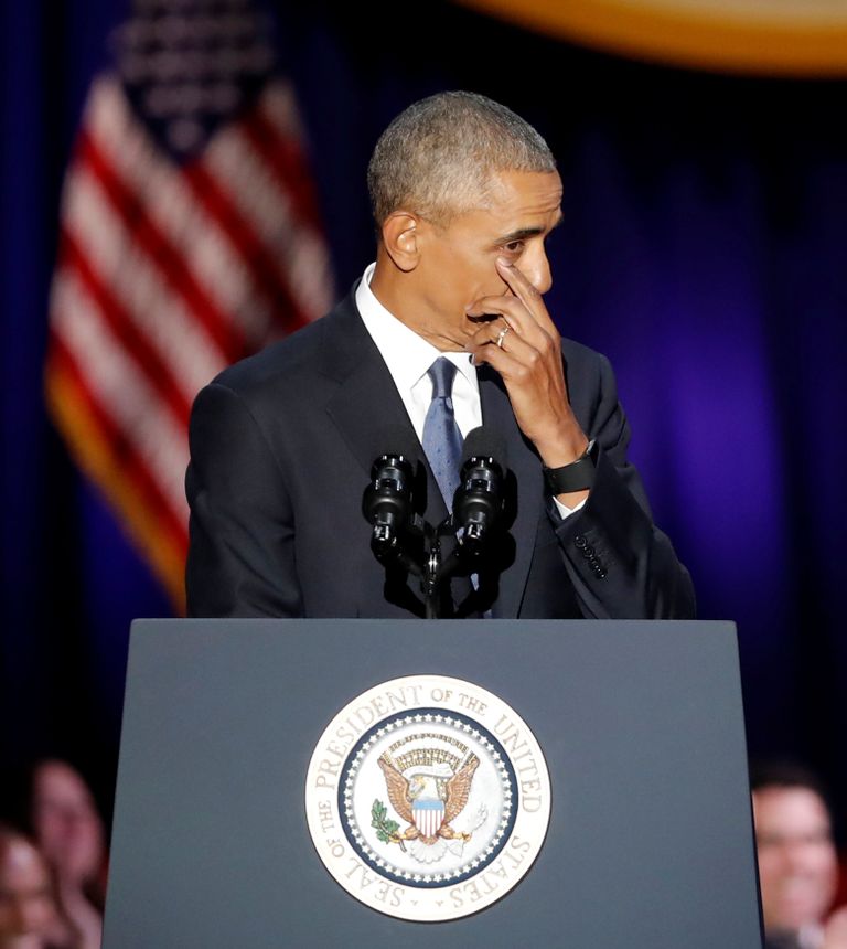Barack Obama pidas lahkumiskõne, pisarad silmis
