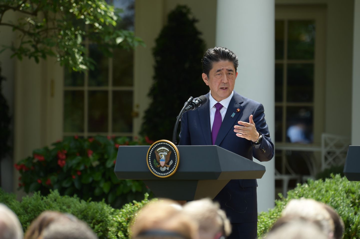 Jaapani peaminister Shinzo Abe 7. juunil 2018 Valges Majas pressikonverentsil.