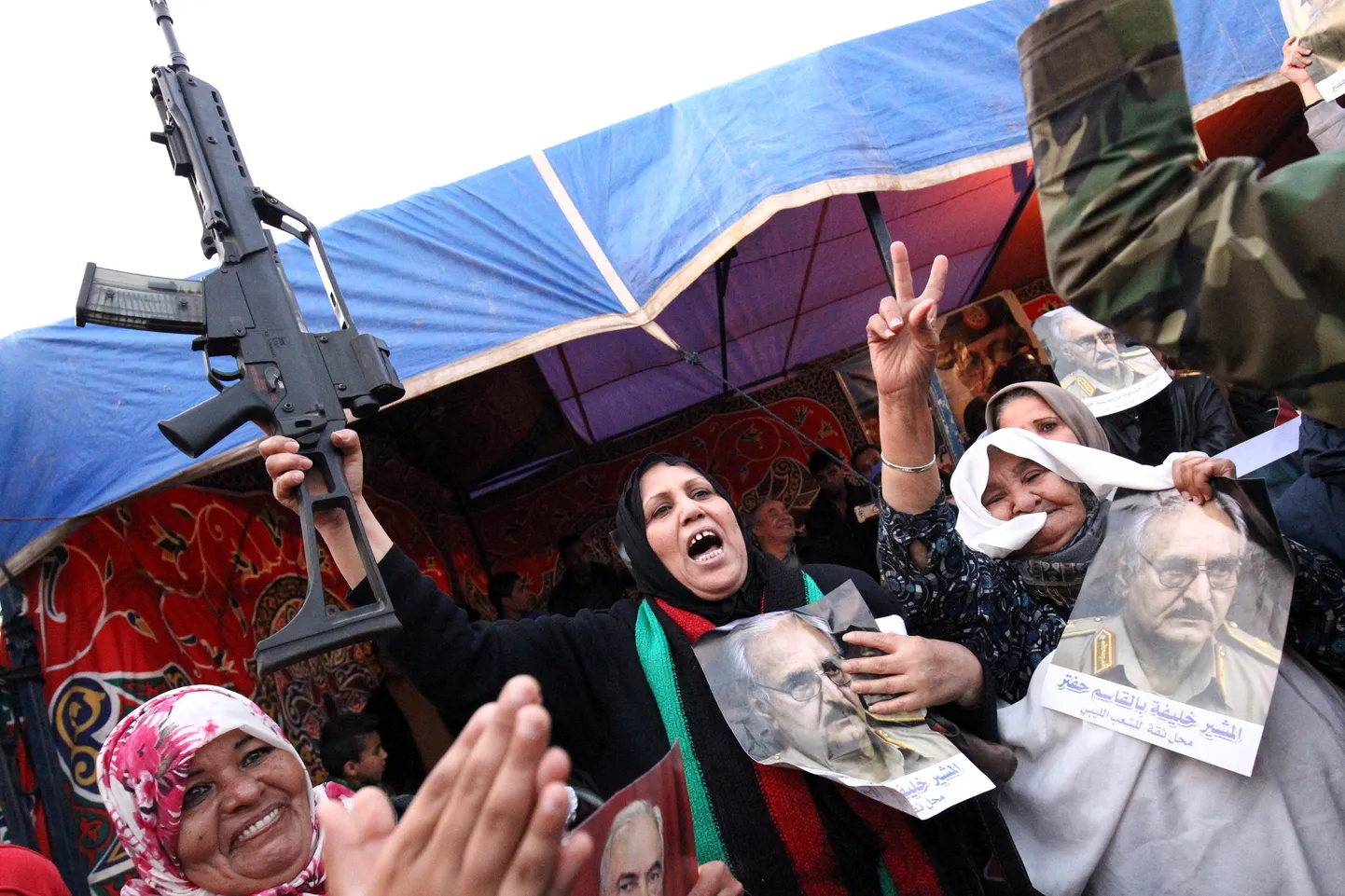 Meeleavaldus kindral Khalifa Haftari toetuseks Benghazis.