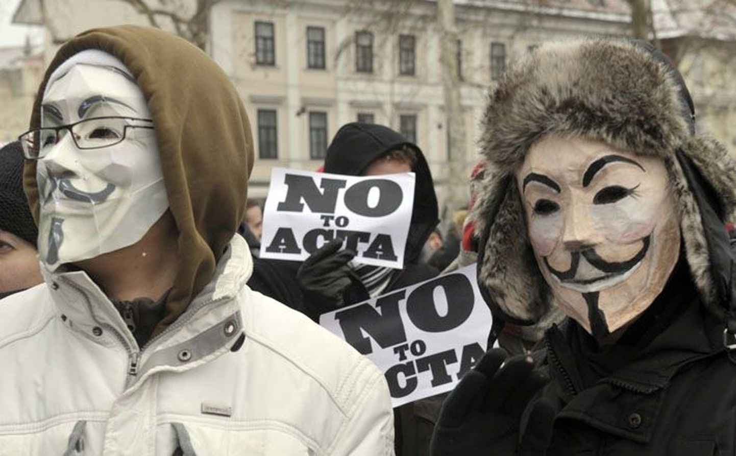 ACTA vastane meeleavaldus Sloveenias Ljubljanas.
