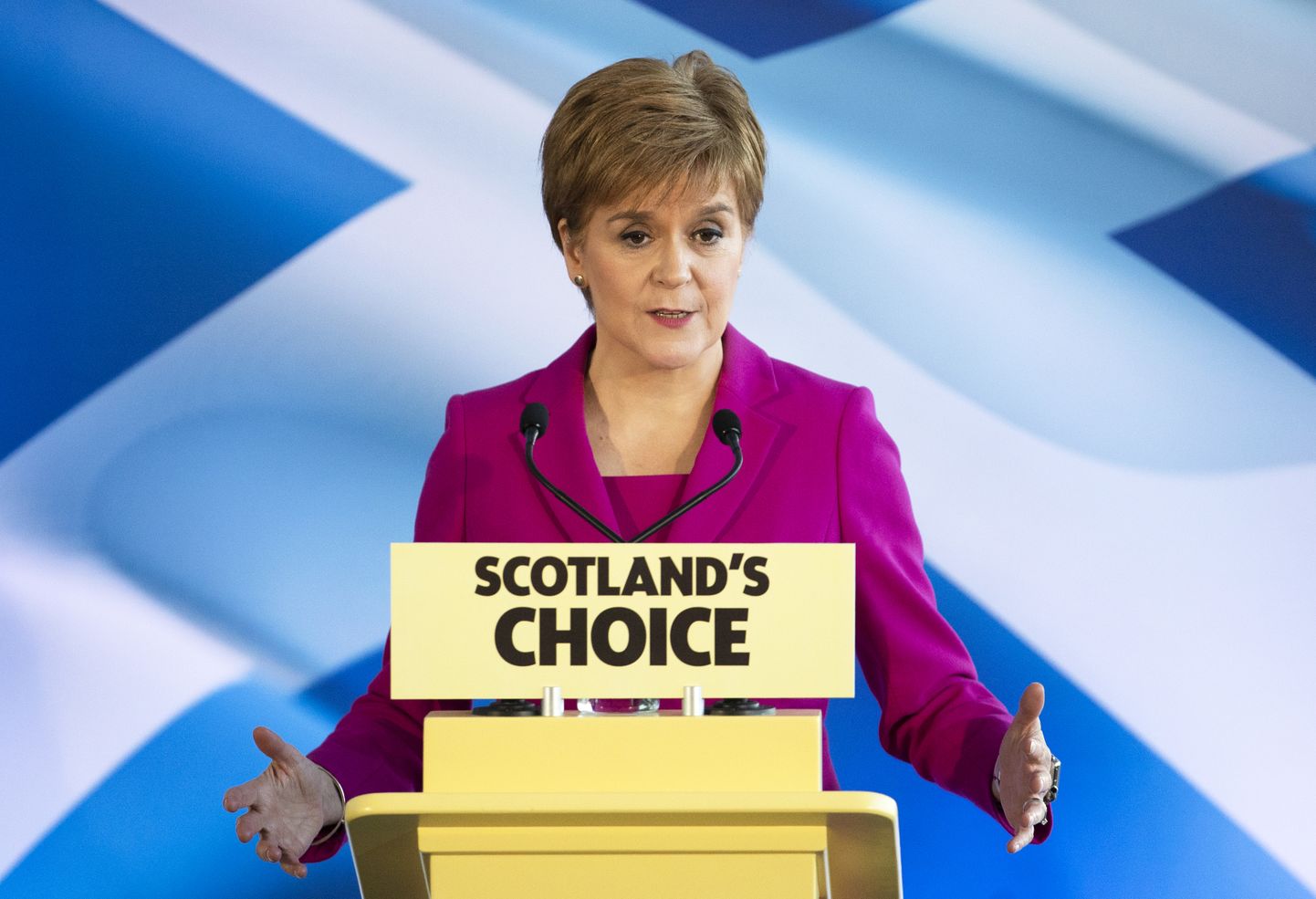 First Minister Nicola Sturgeon delivers a speech to the media at Dynamic Earth, Edinburgh, after the SNP won 47 seats, up from the 35 they won two years ago, making it the party's second best Westminster result ever.