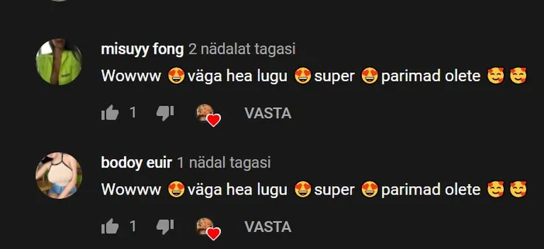 Kahtlased kommentaarid.