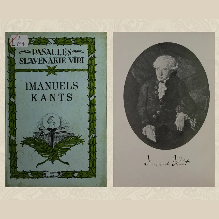 Redaktors Pauls Dāle. "Imanuels Kants dzīvē un darbā". Rīga: A. Raņķa grāmatu tirgotavas apgāds, 1930. Sērija "Pasaules slavenākie vīri" Nr. 1. LNB, RGRK.