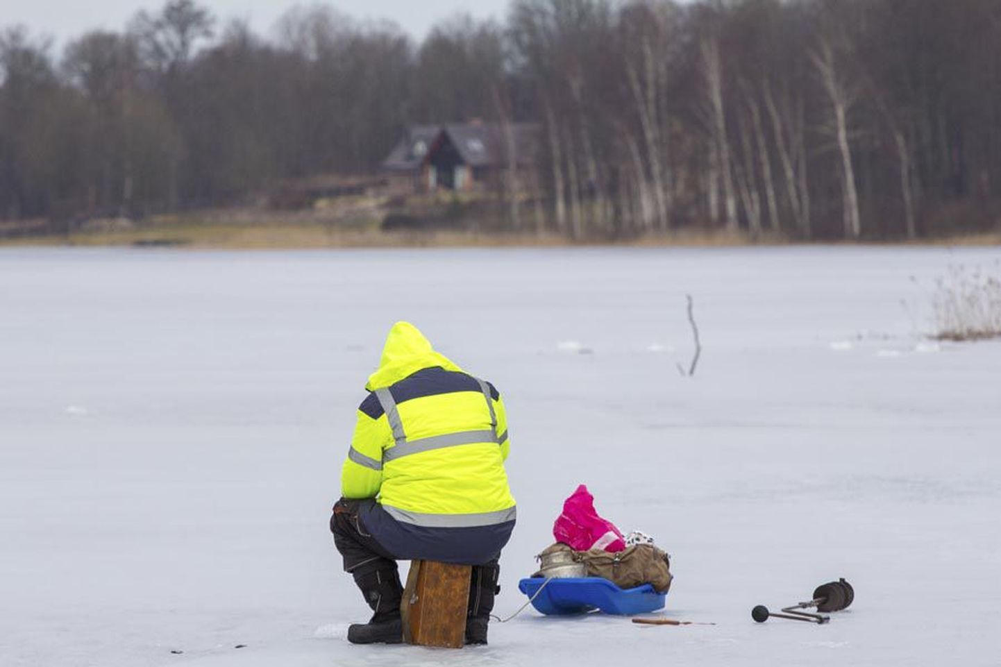 Kui Viljandi ja Paala järve kate on pulkas ja ohtlik, siis Karula järve kattis eile 25 sentimeetri paksune jää, mis mõnes kohas oli valge ja mõnes läbipaistev.