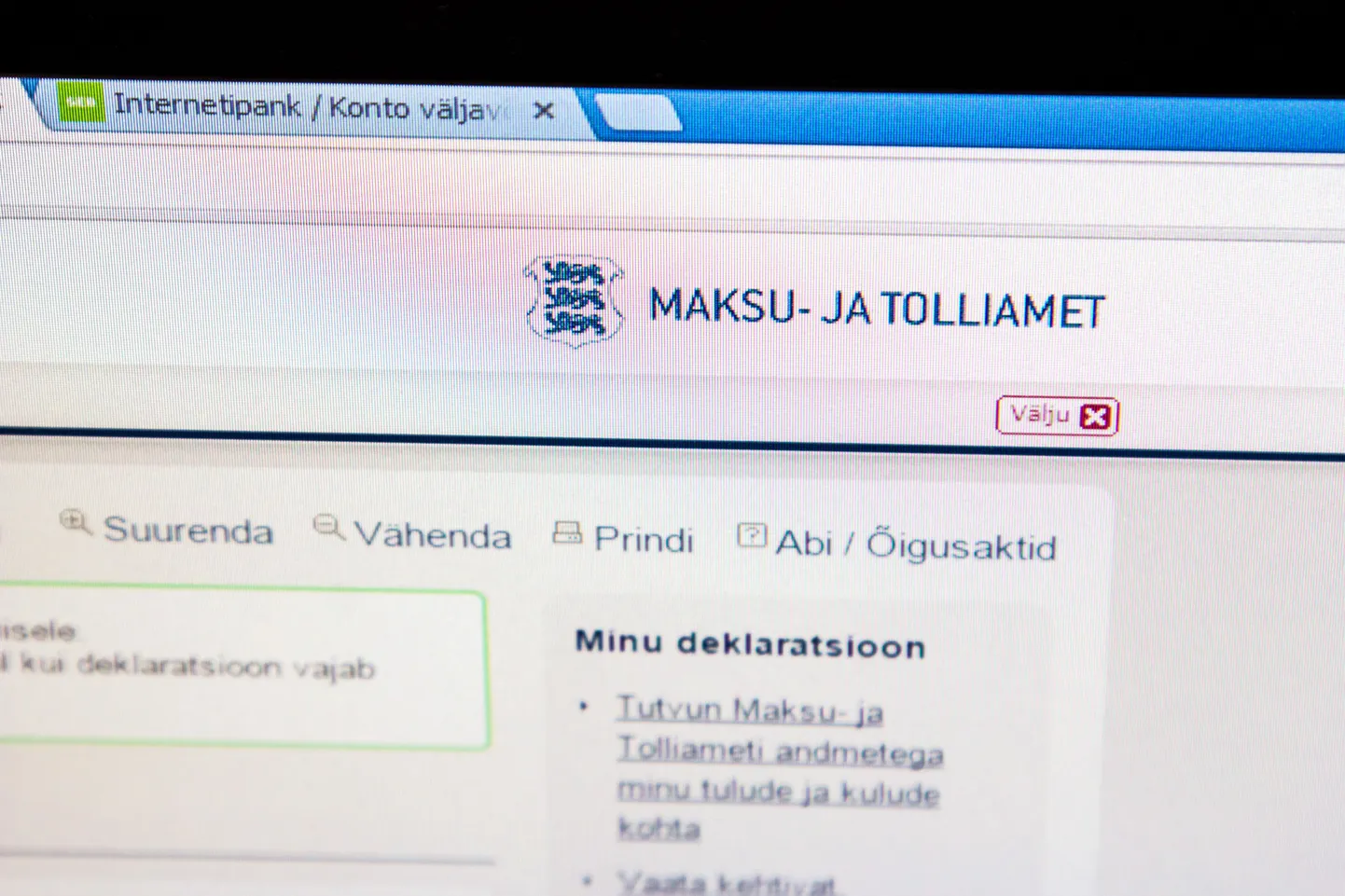 Maksu- ja tolliamet, tulude deklareerimine elektrooniliselt.