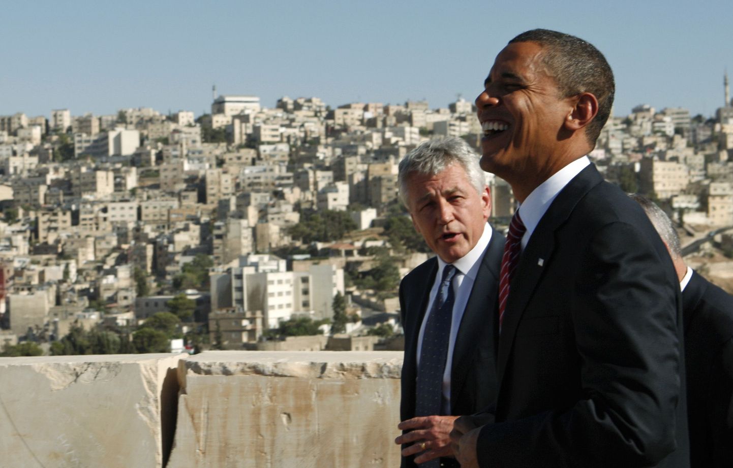 Barack Obama ja Chuck Hagel Jordaania pealinnas Ammanis 2008. aastal.