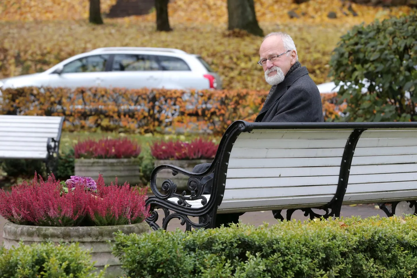 Peeter Tulviste (28. oktoober 1945 – 11. märts 2017) päev enne oma 70. sünnipäeva ülikooli peahoone taga.
