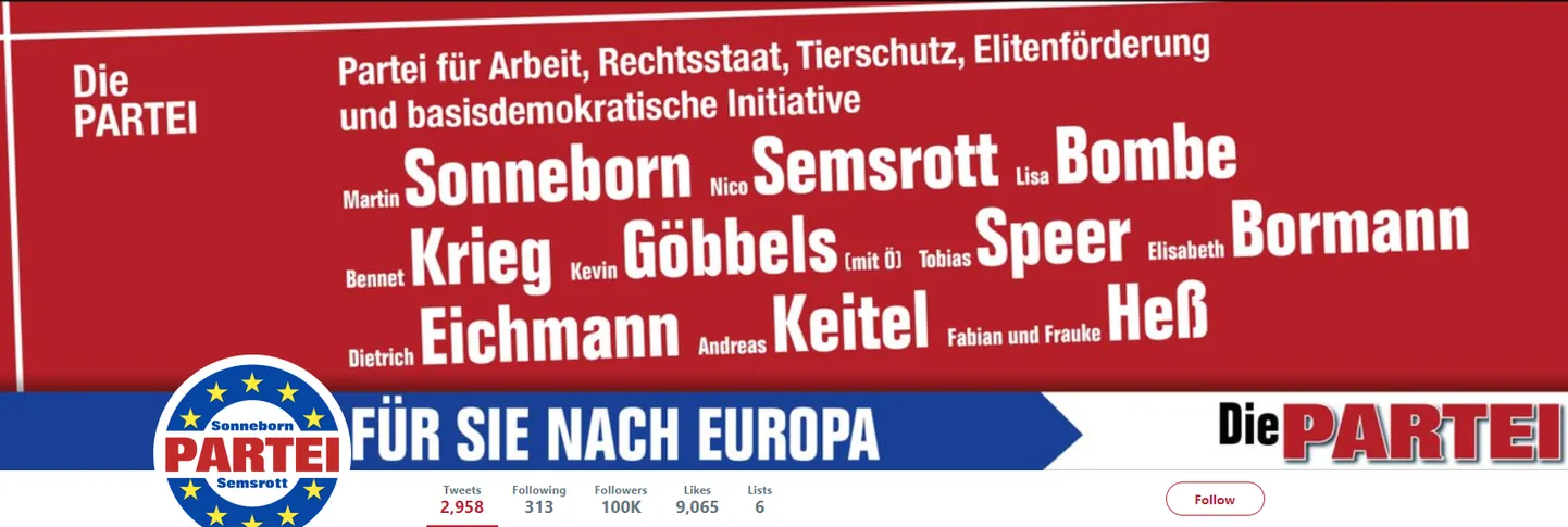 Die Partei reklaam Twitteris.