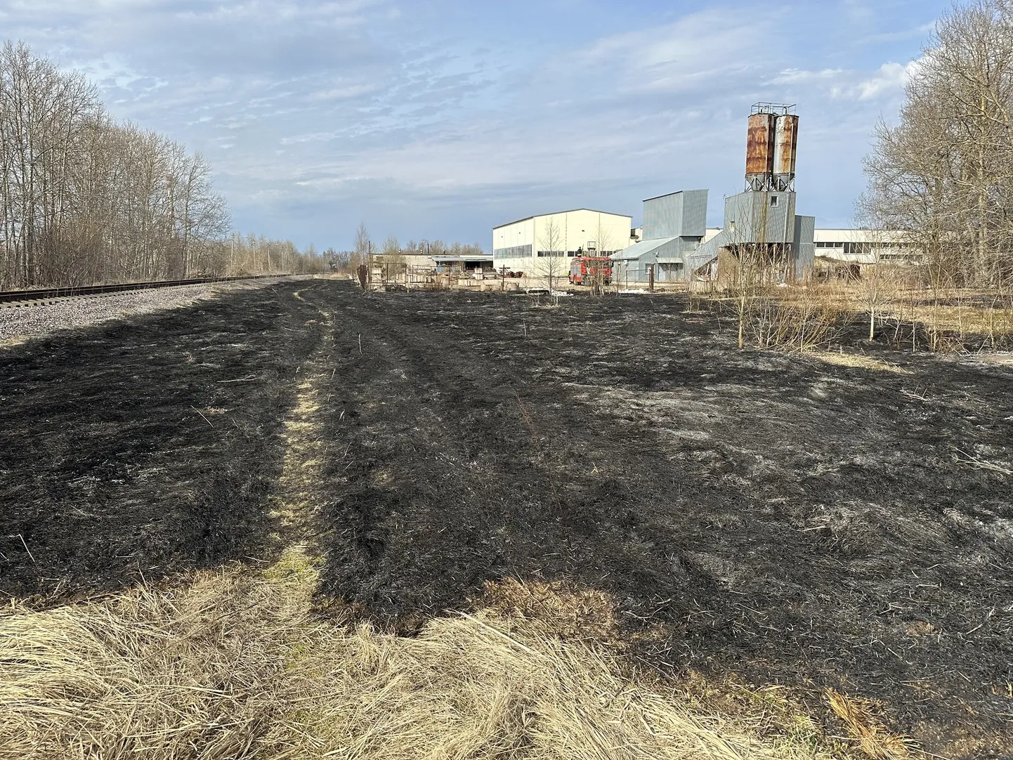 Результат возгорания прошлогодней травы в Кохтла-Ярве.