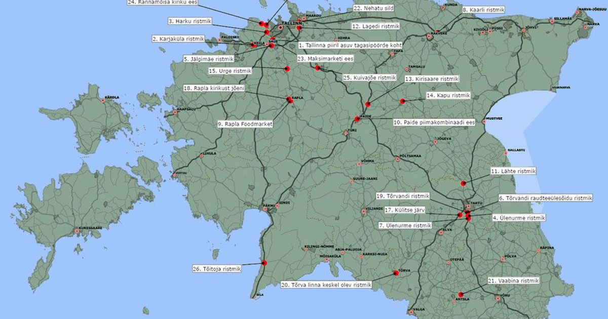 Kaart: Eesti maanteede kõige ohtlikumad kohad
