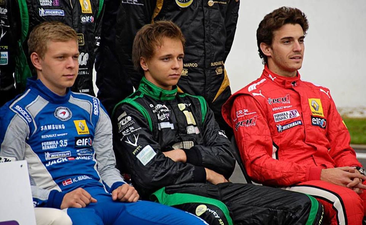 Vasakult: Kevin Magnussen, Kevin Korjus ja Jules Bianchi