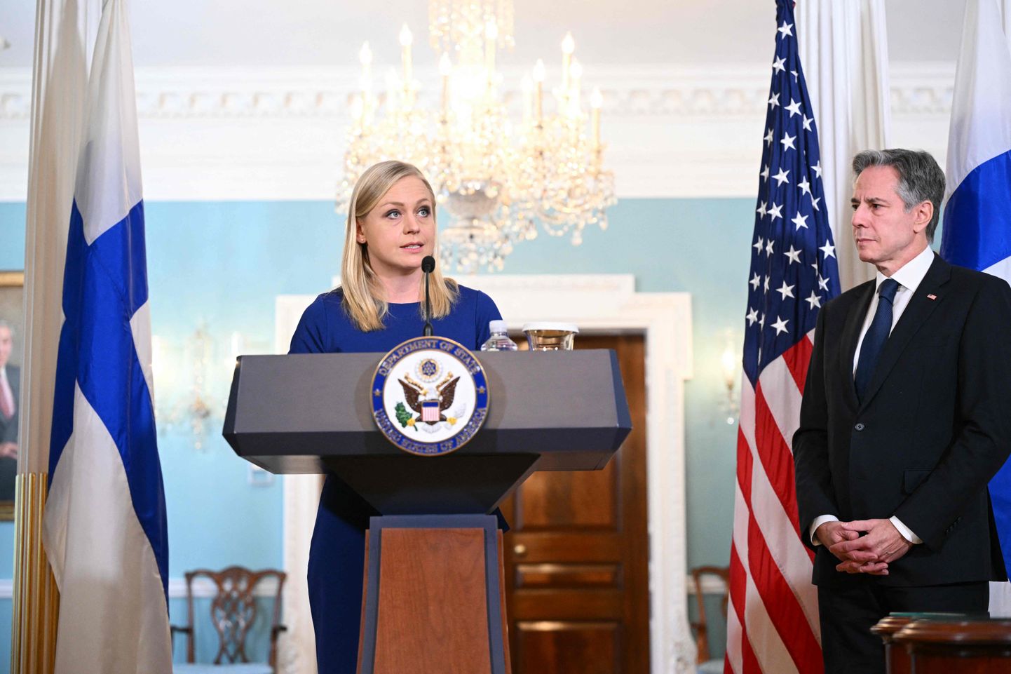 Soome välisminister Elina Valtonen esinemas USA välisministeeriumis. Foto on illustratiivne.