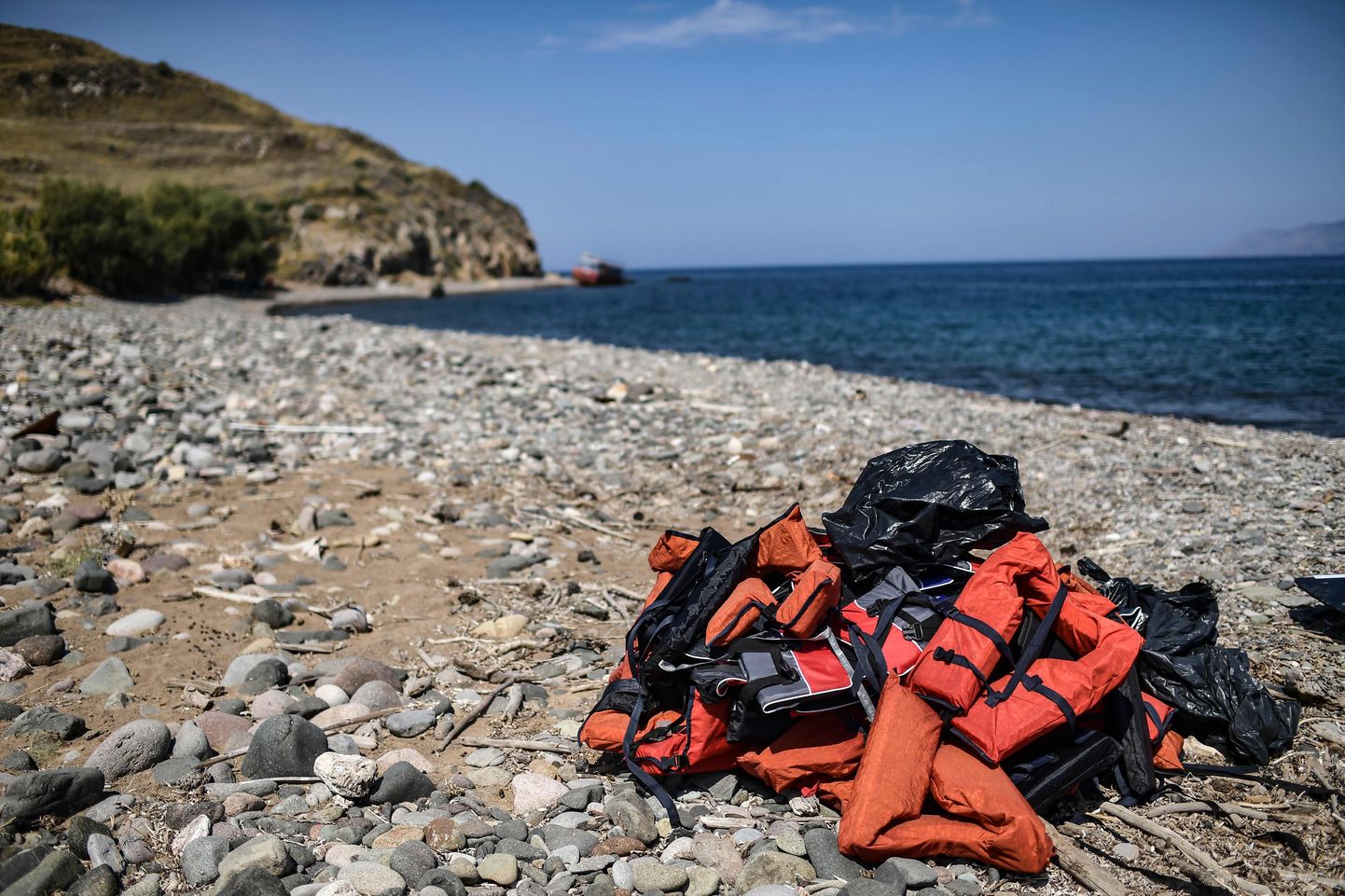 Glābšanas vestes Lezbas salā Grieķijā