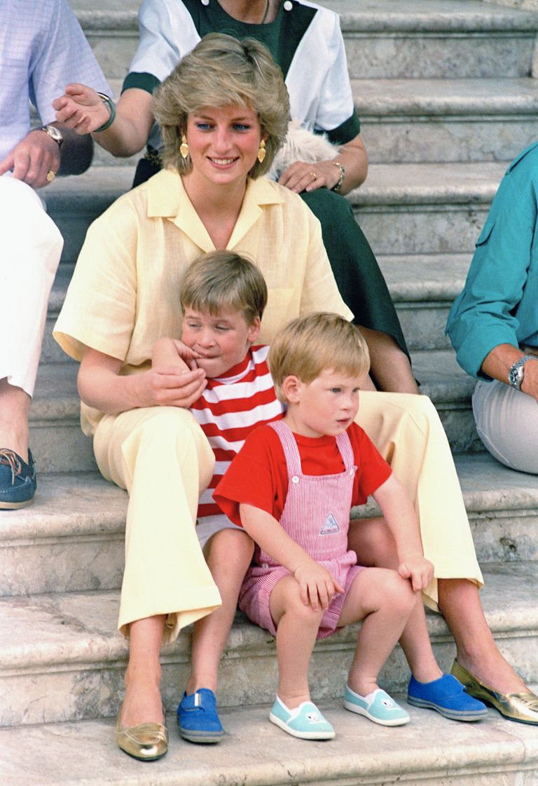 Printsess Diana koos kahe poja, Williami ja Harryga (ees)