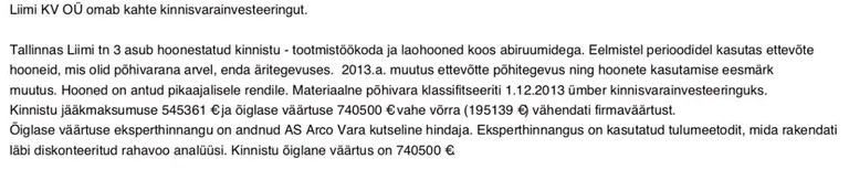 Годовой экономический отчет Liimi KV OÜ.