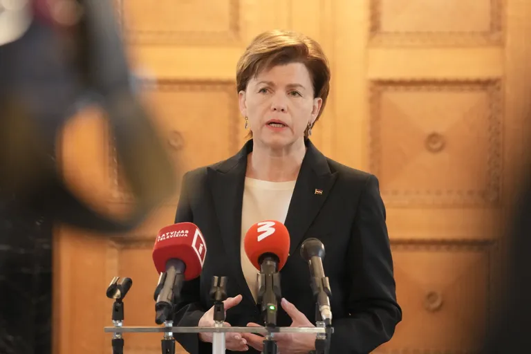 Байба Браже после выдвижения ее кандидатуры на пост главы МИД Латвии, 15 апреля 2024 года.