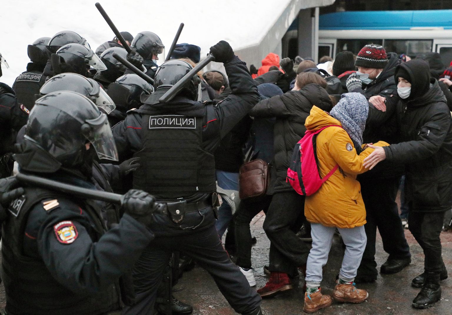 Акция протеста в Москве, 23 января 2021.