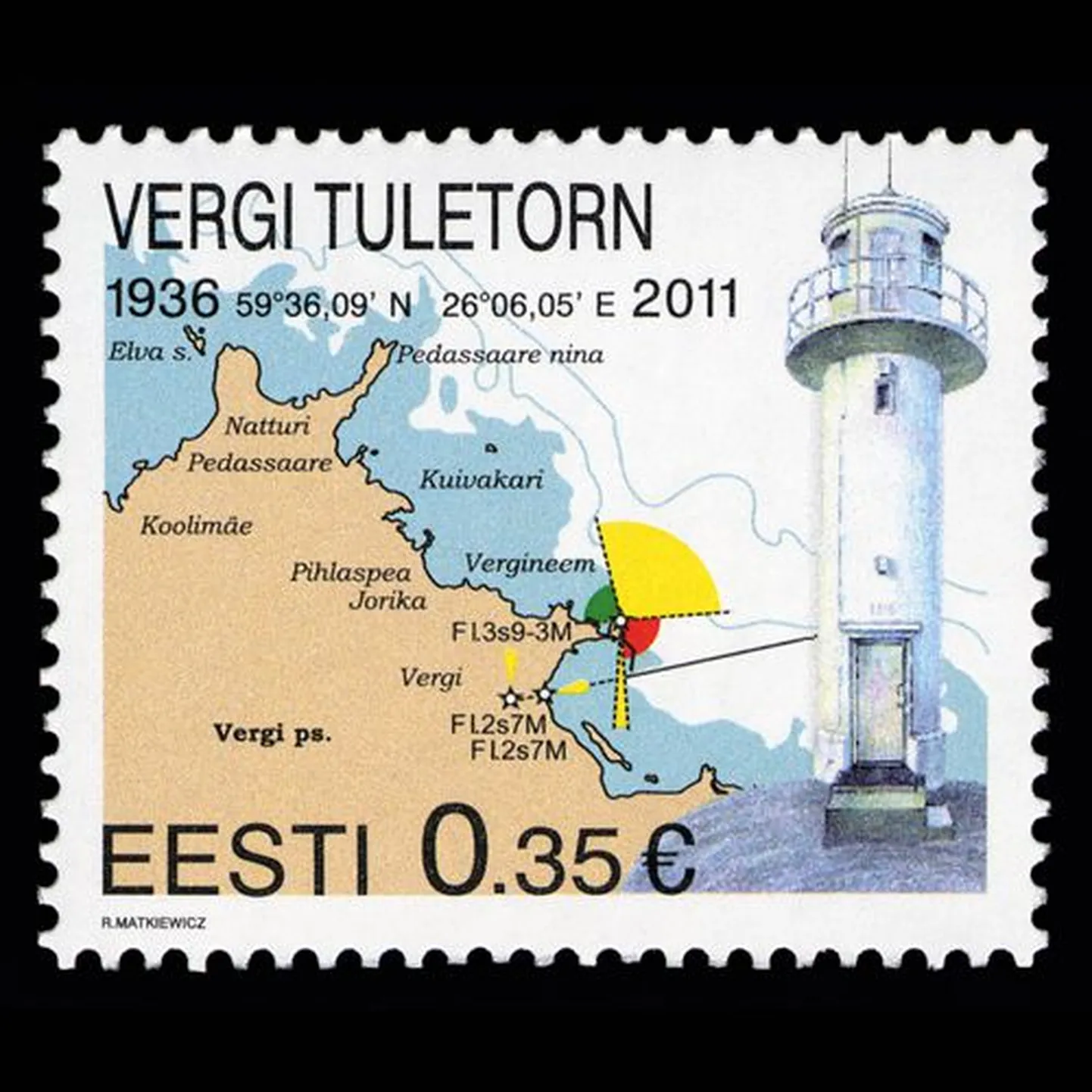 Vergi tuletorn pandi postmargile.