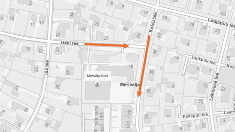 Merivälja kooli juures muudetakse ohutuse nimel liikluskorraldust