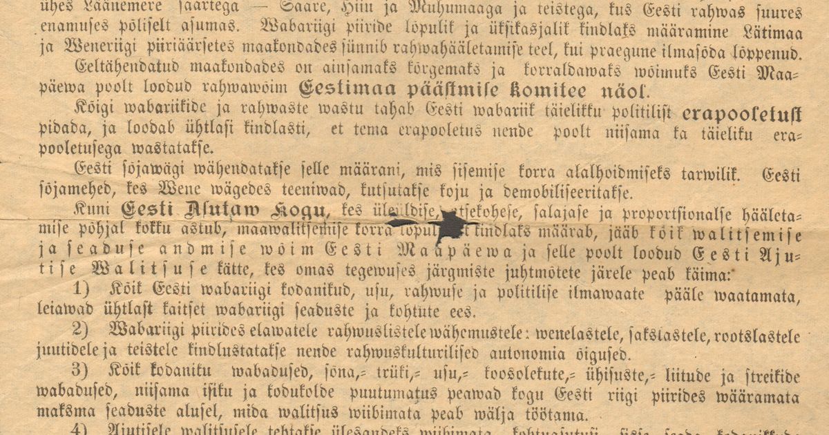 Iseisvusmanifesti loeb ette patriootlik Paide õpilane