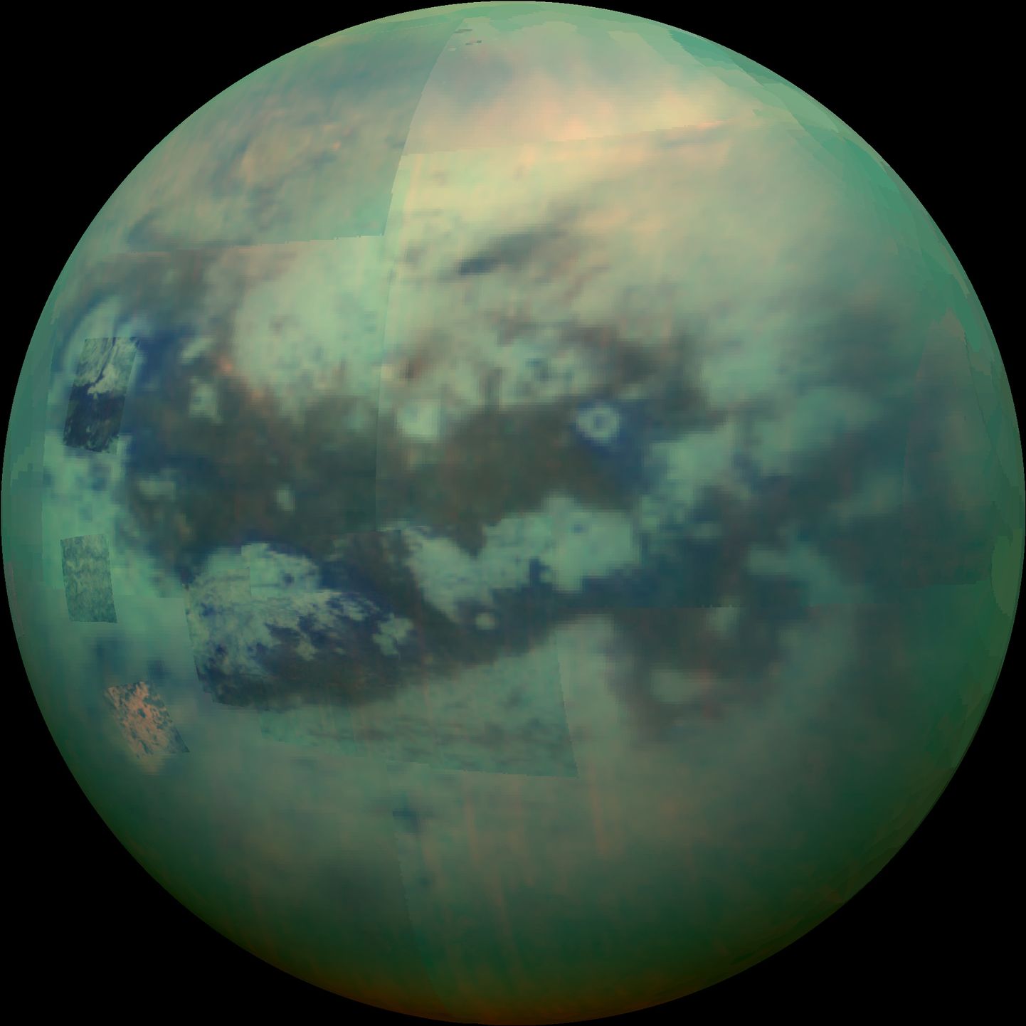 NASA Cassini kosmosesondi infrapunafoto Saturni kuust Titanist