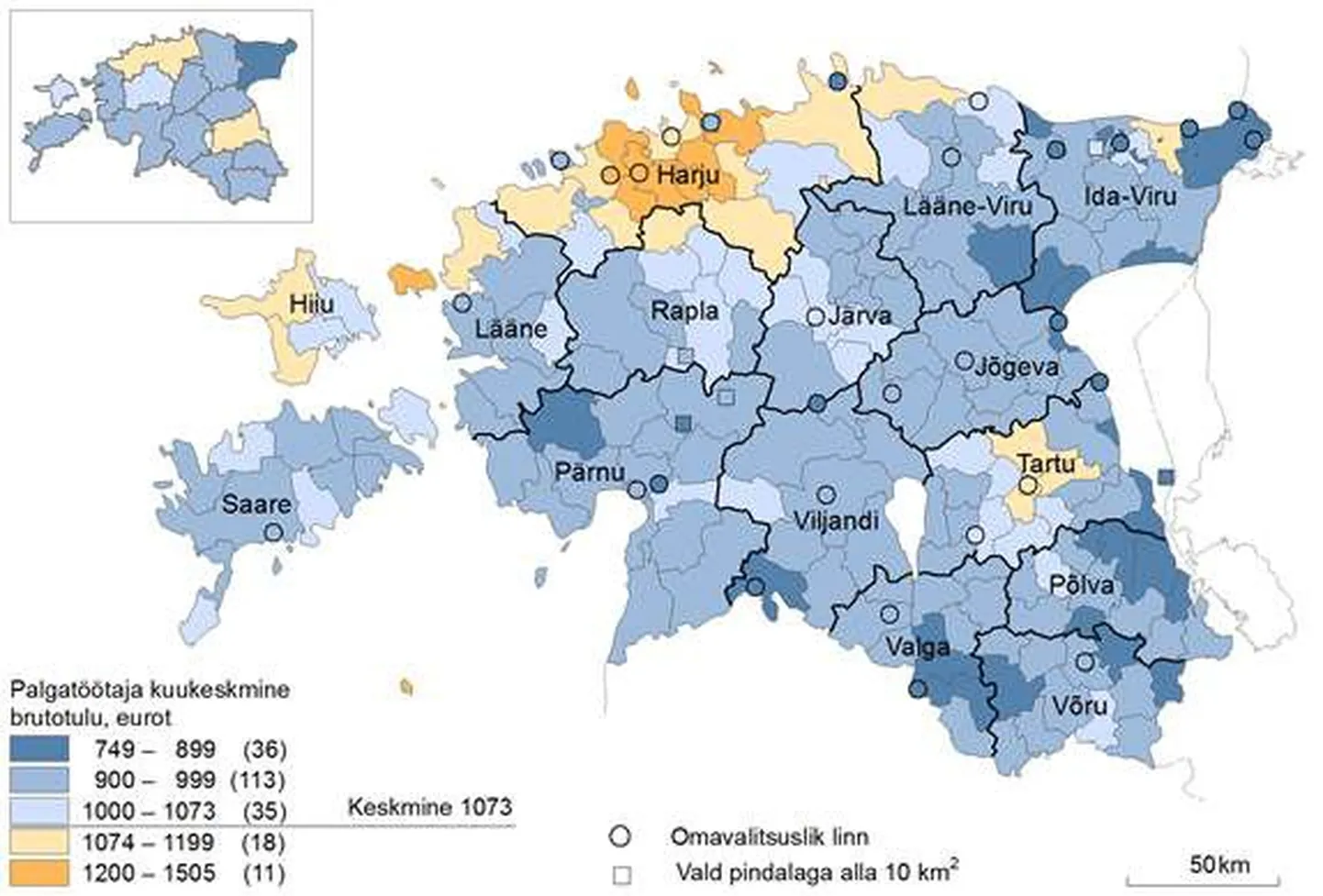 Palgatöötaja kuukeskmine brutotulu, 2016