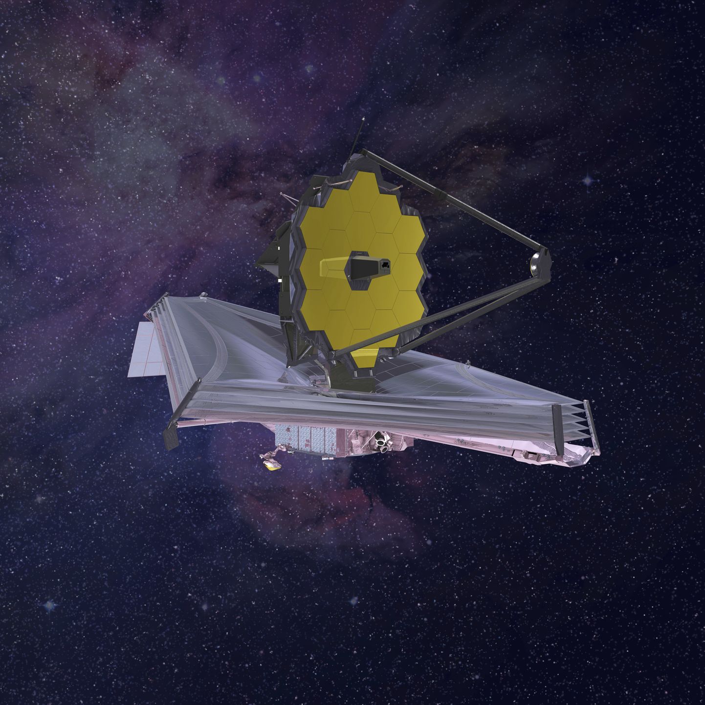 Kunstniku nägemus James Webbi nimelise kosmoseteleskoobist orbiidil