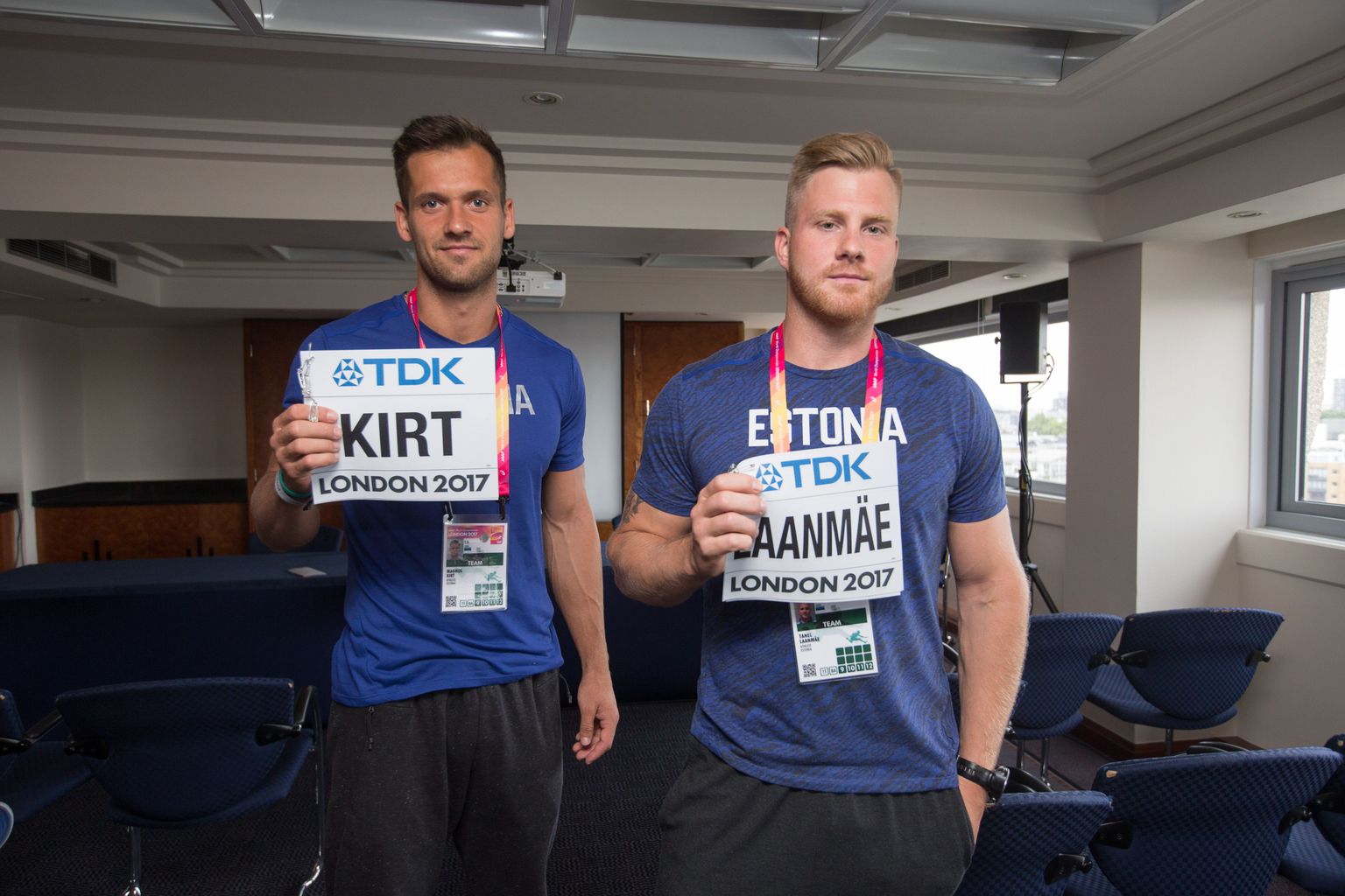 Magnus Kirt (vasakul) ja Tanel Laanmäe päev enne Londoni MMi kvalifikatsiooni.