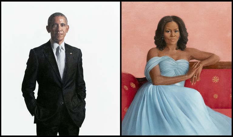 USA eksperesidendi Barack Obama ja endise esileedi Michelle Obama portree. Avamissündmus toimus 7. septembril 2022 Valges Majas, kus need portreed pannakse teiste presidentide ja esileedide portreede kõrvale