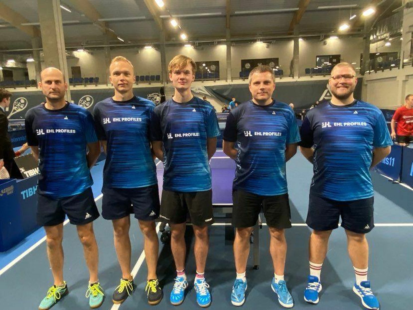 Viljandi lauatennisemeeskond Sakala / EHL Profiles mängib Eesti võistkondlikel meistrivõistlustel koosseisus (vasakult) Kert Villems, Mihkel Pae, Madis Moos, Valdas Martinkus ja Rivo Saaremäe.