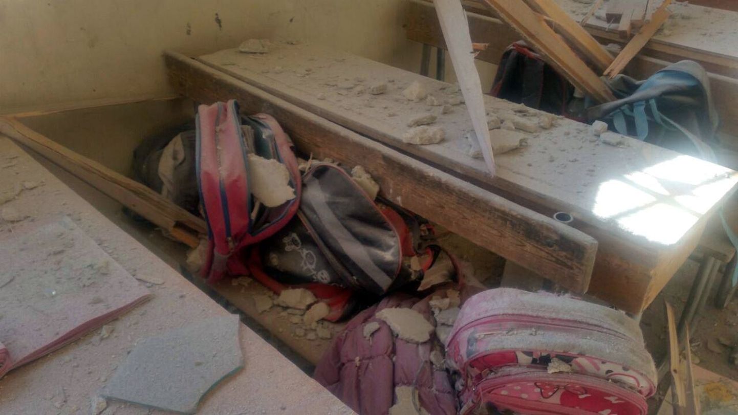 Tabamuse saanud kool Aleppo lääne osas.