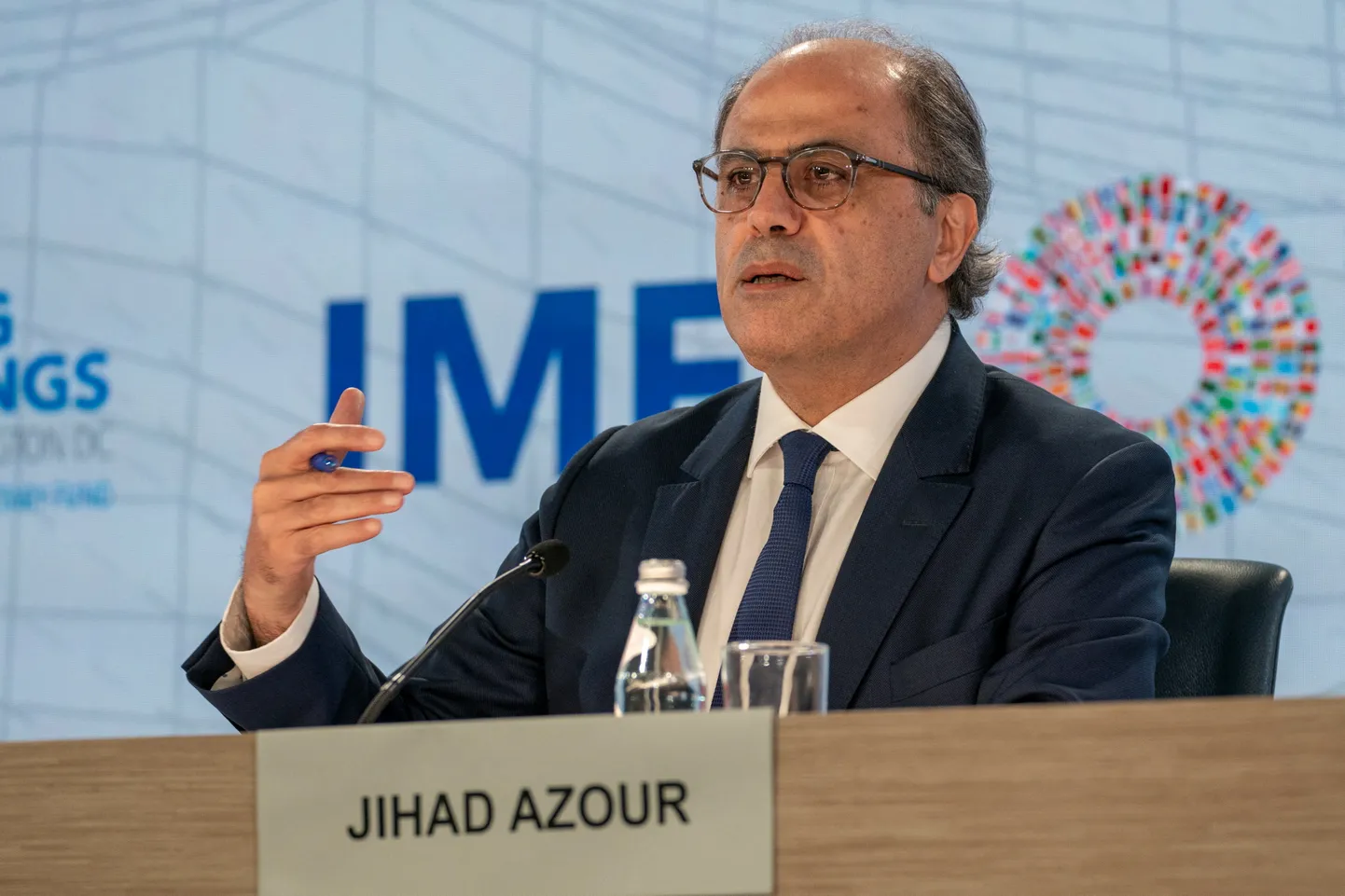 Rahvusvahelise Valuutafondi (IMF) Lähis-Ida ja Kesk-Aasia osakonna juhataja Jihad Azour. Foto on tehtud 18. aprillil, kui G20 rahandusministrid ja keskpankade juhid kohtusid IMF-i ja Maailmapanga 2024. aasta iga-aastasel kevadkohtumisel Washingtonis.