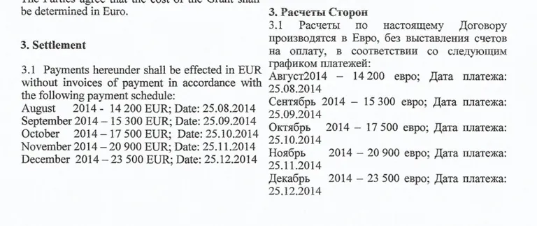 Согласно первому договору, Media Capital Holding обязался выплатить для запуска Baltnews 91 400 евро.
