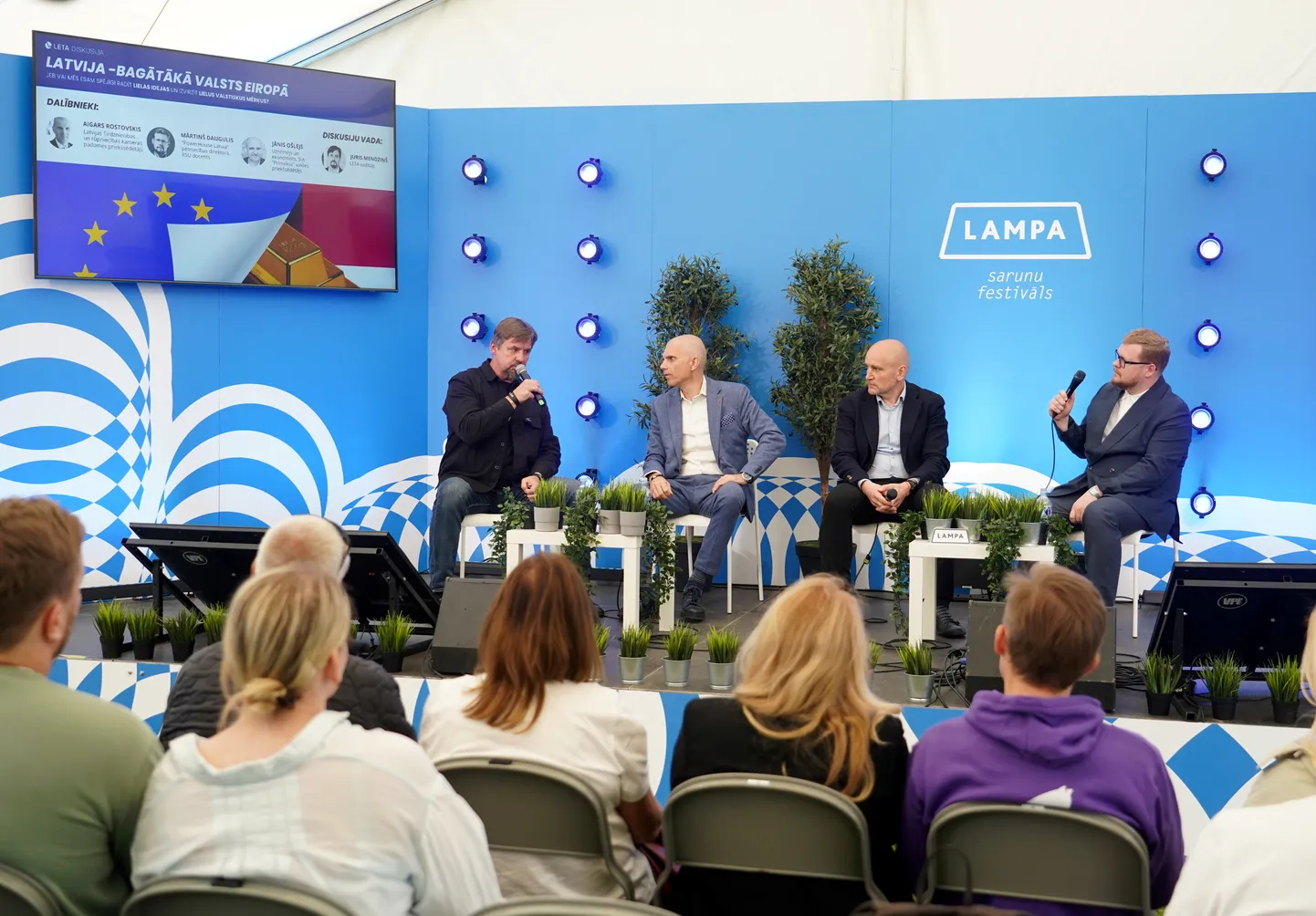 Diskusija “Latvija - bagātākā valsts Eiropā jeb Vai mēs esam spējīgi radīt lielas idejas un izvirzīt lielus valstiskus mērķus?” sarunu festivālā “Lampa”