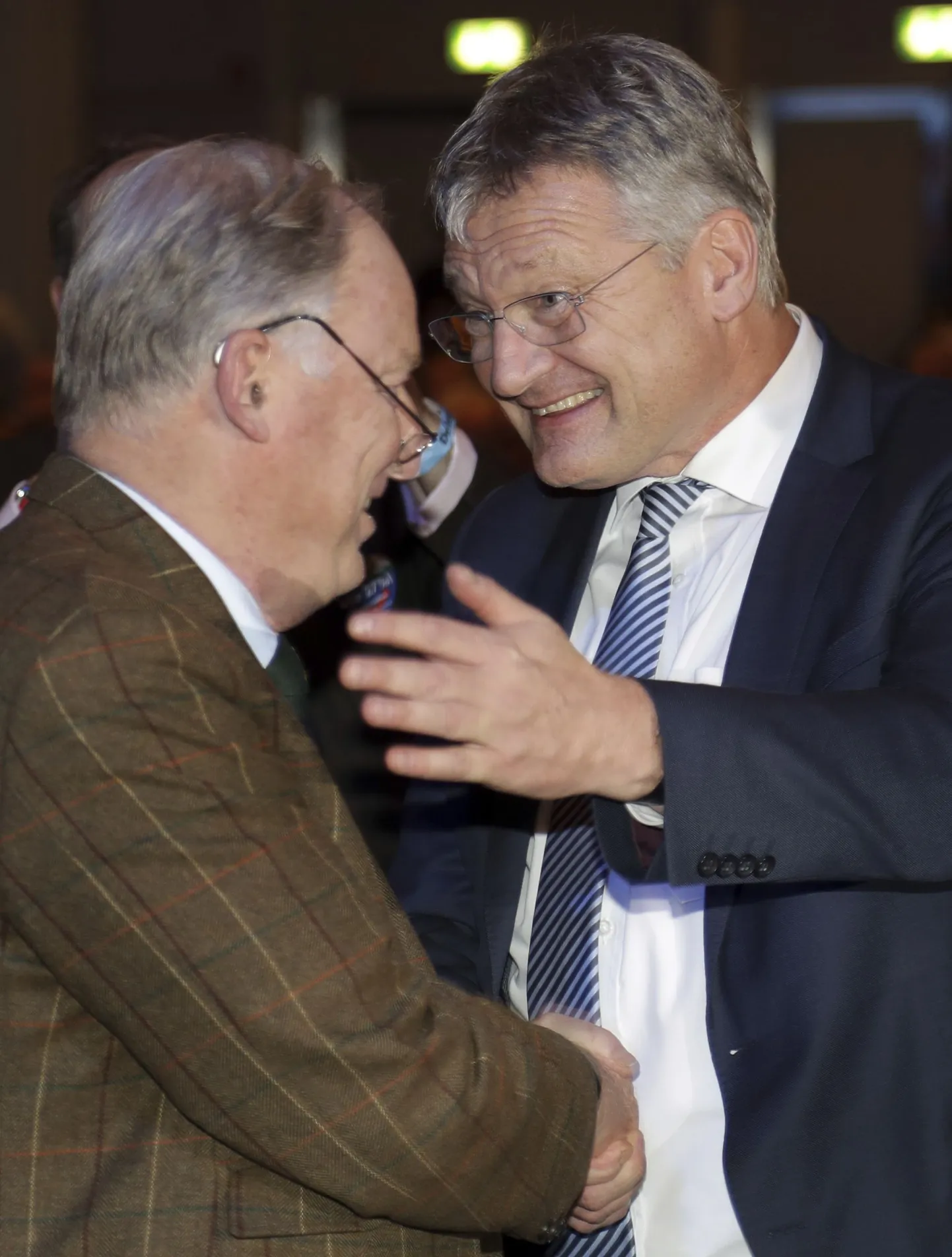 Jörg Meuthen ja Alexander Gauland üksteist õnnitlemas.