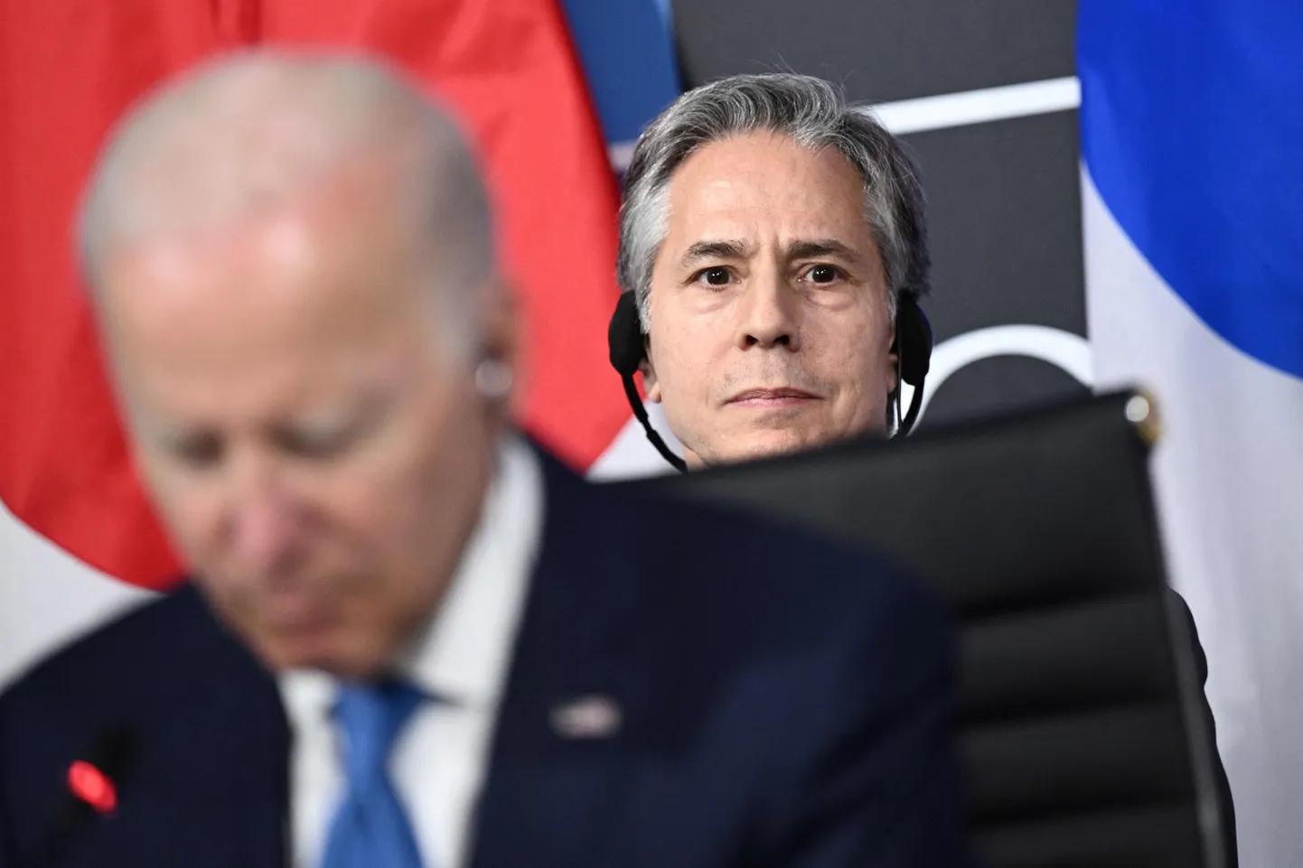USA president Joe Biden (vasakul) ja välisminister Antony Blinken 29. juunil 2022 NATO tippkohtumisel Madridis.